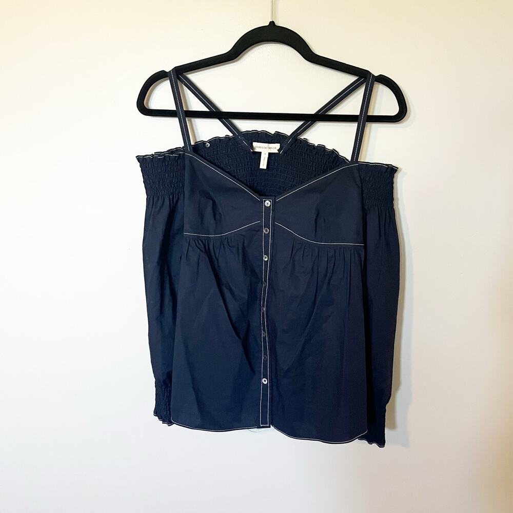 Rebecca Taylor navy blue babydoll y2k‎ top sleeves size 4/small